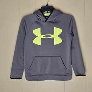 Kid's Under Armour Gray Hoodie with Neon Logo Size M